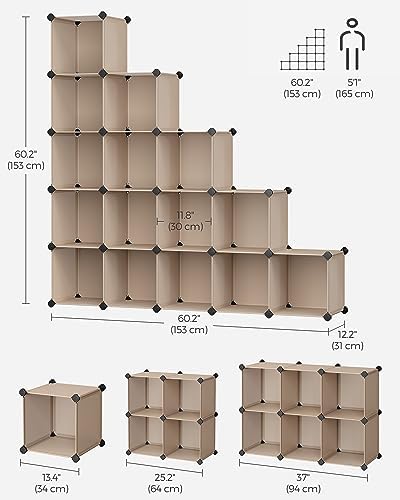 SONGMICS 16 Cube Storage Organizer，Plastic stackable cube shelf