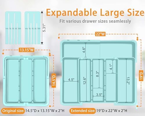 Utensil Drawer Organizer for Kitchen, Expandable Silverware Organizer