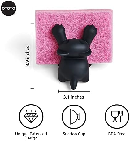 OTOTO Sponge Holder for Kitchen Sink - Comes With Dish Sponge - Dishwasher Safe Dish Organizer - Unique Kitchen Gadgets, White Elephant Gifts (Scrubby Gray)