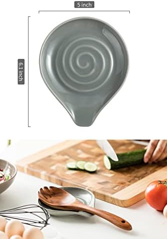 LAUCHUH Spoon Rest, Ceramic Spoon Holder for Stove Top Large Spatula Holder