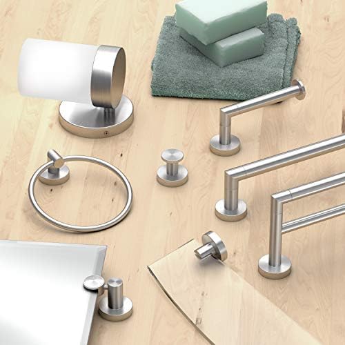Gatco 4642 Glam Towel Ring, Satin Nickel / Wall Mounted 6.5" Towel Ring for Bathroom