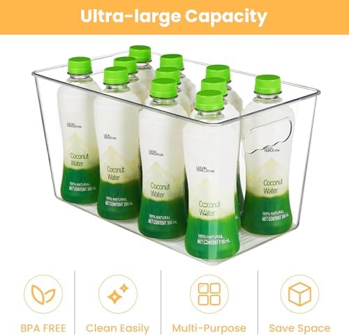 YIHONG 10 Pack Clear Storage Bins, Pantry Organizer Bins with Handle, XL
