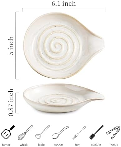 LAUCHUH Spoon Rest, Ceramic Spoon Rest Kitchen Spoon Holder for Stove Top