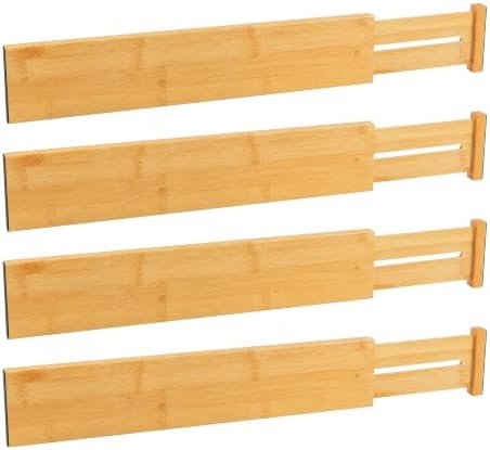 Utoplike Kitchen Drawer Divider, Expandable Bamboo Drawers Organizer 3.2" H