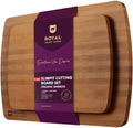 ROYAL CRAFT WOOD Wooden Cutting Boards for Kitchen Meal Prep & Serving - Bamboo Wood Serving Board Set with Deep Juice Groove Side Handles - Charcuterie & Chopping Butcher Block for Meat