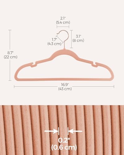 SONGMICS Velvet Hangers 50 Pack, Non-Slip Clothes Hangers, Space-Saving