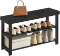 SONGMICS Shoe Rack Bench, 3-Tier Bamboo Entryway Bench, 35.2 Inches Width