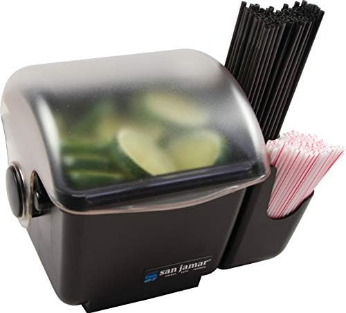 San Jamar Mini Dome Condiment Holder Chillable with Dome Lid for Kitchen, Bar, And Restaurants, Plastic, 1 Quart, Black