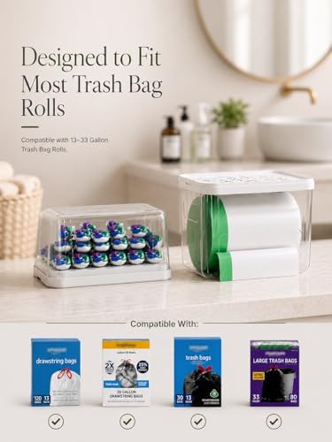 Trash Bag Dispenser Dishwasher Pods Organizer, Clear Acrylic Garbage Bag Holder Under Sink Organizer, Laundry Pods Container Kitchen Pantry Laundry Room