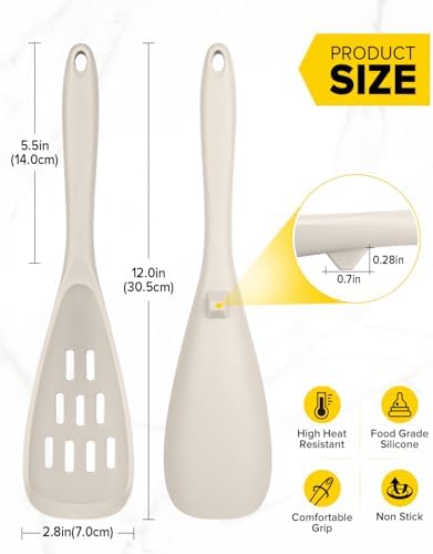 BUNDLEPRO Silicone Cooking Spoons for Nonstick Cookware, One-Piece, 2 Pack