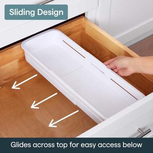 YouCopia DrawerFit® Sliding Drawer Bin, Expandable and Adjustable Kitchen Storage Organizer, Speckled White