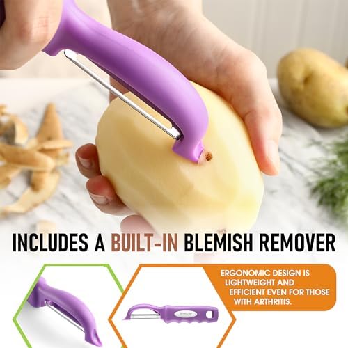 Spring Chef Swivel Vegetable Peeler for Kitchen w/Ergonomic Handle, Orchid