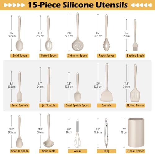Homikit 15-Piece Kitchen Cooking Utensil Set, Silicone Utensils with Holder