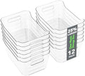 Tiawudi 12 Pack Plastic Storage Bins, Multi-Use Organizer Bins, Pantry Organizer, Clear Storage Containers for Home, Kitchen, Office, Cabinet, Shelf and Fridge Organization