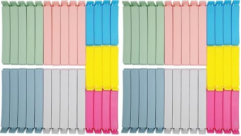 Yarall 32 PCS Plastic Chip Clips for Food Packages, Curved Design Sealing Bag Clips for Food, Kitchen and Home, 2 Sizes(4.3inch x 20, 3.1inch x 12) (Pack of 2)