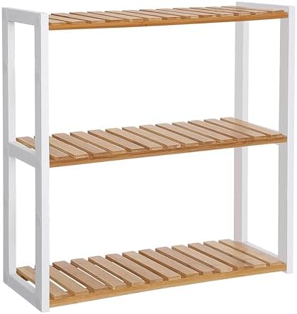 SONGMICS Bamboo Bathroom Shelf, 3-Tier Adjustable Plants Rack