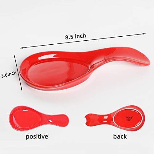 GDCZ Large Porcelain Spoon Rest for Kitchen Stove Top (Red)