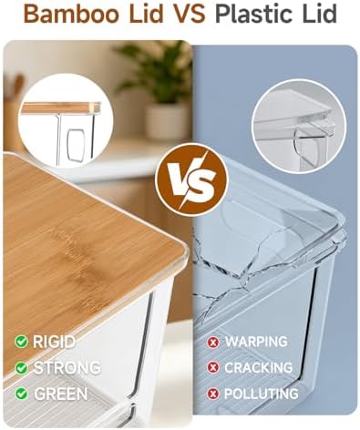 Trash Bag Holder, Acrylic Garbage Bag Dispenser with Bamboo Top