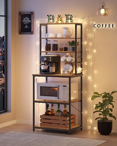 VASAGLE Coffee Bar, 23.6 Inches 6-Tier Baker's Rack with 6 Hooks