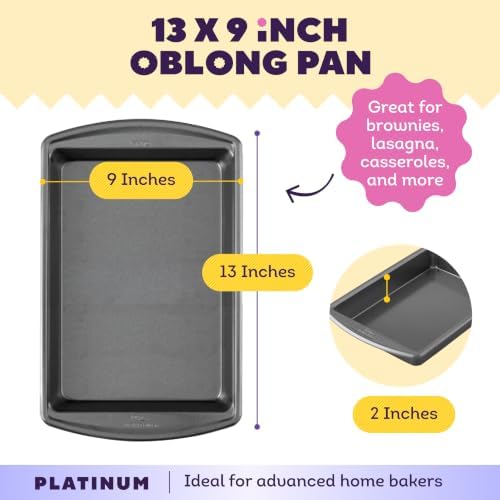 Wilton Platinum Non-Stick Oblong Baking Pan, Made Without PFAS, 13 x 9 in