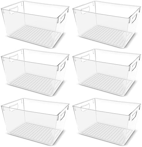 Utopia Kitchen Pantry Organizers and Storage Bins, 6 Pack, Large, Clear