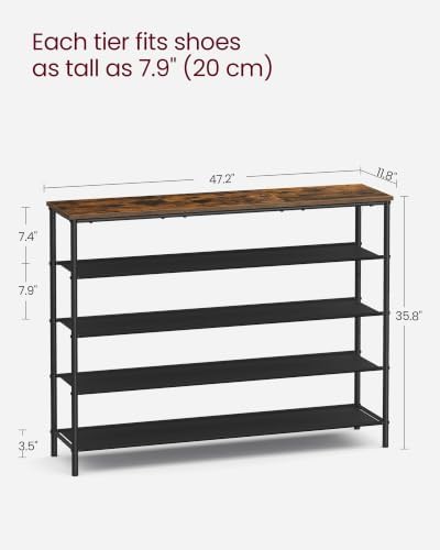 VASAGLE 5-Tier Shoe Rack, 20-24 Pairs, Steel Frame