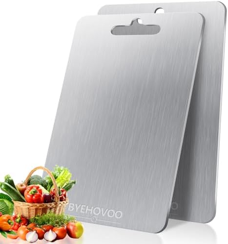 Titanium Cutting Board for Kitchen,100% Pure Titanium Cutting Board Non-Toxic Hygiene Dishwasher-Safe Food Grade Double Sided Metal Titanware Chopping Board for Meat,Fruit & Vegetables (12"L x 9"W)