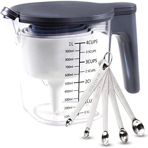 15-Pc Stackable Measuring Cups and Mini Spoons Set with Lid