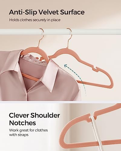 SONGMICS Velvet Hangers 50 Pack, Non-Slip Clothes Hangers, Space-Saving