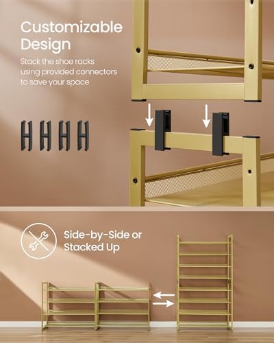 SONGMICS Metal Shoe Rack, 8-Tier Shoe Orgainzer, Holds 32-40 Pairs