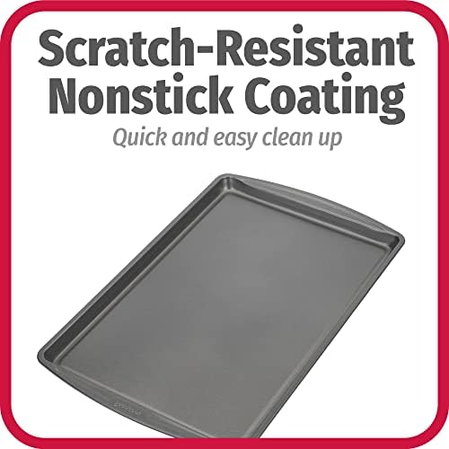 GoodCook Everday Nonstick Carbon Steel 17 x 11-Inch Baking Sheet Set, 2 Pack – Medium Sized Cooking Pans, Bakeware Set, Cookie Sheets for Baking, Oven Pan Set