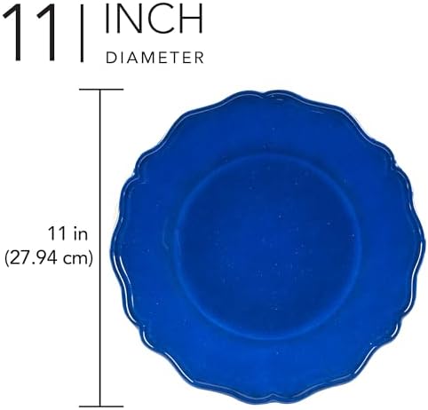 Isabella Blue Melamine Dinner Plates Set of 4 – Lightweight Unbreakable Plates for Indoor Outdoor Dining, Dishwasher Safe, BPA-Free, Great for BBQ, Poolside, Patio, or RV Use