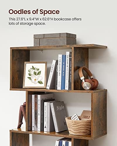 VASAGLE 5-Tier Bookcase, Open Storage, 27.6 x 9.4 x 62.6 Inches