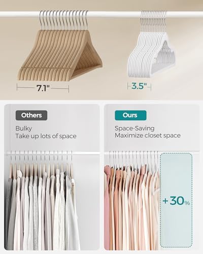SONGMICS Velvet Hangers 60 Pack, Non-Slip Clothes Hangers, Space-Saving