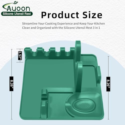 AUOON Silicone Utensil Rest with Lid Holder, Large, Sea Blue