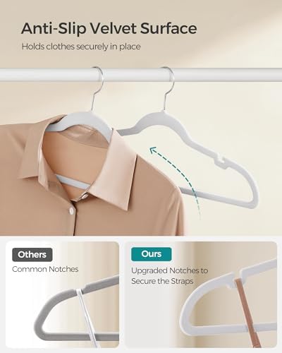 SONGMICS Velvet Hangers 60 Pack, Non-Slip Clothes Hangers, Space-Saving
