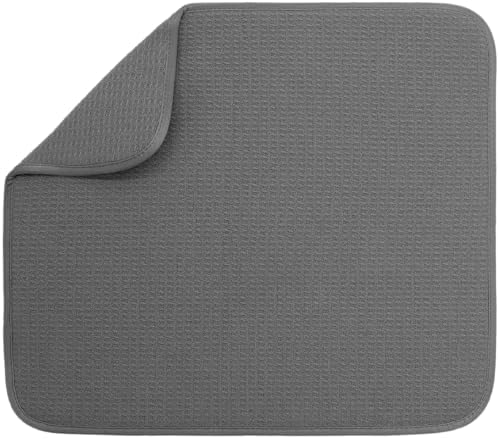 S&T INC. Dish Drying Mat, 16" x 18", Large, Charcoal Grey