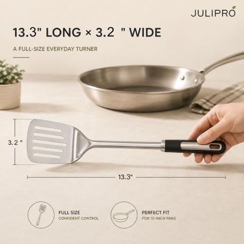 Stainless Steel Spatula Set, 2-Piece Solid & Slotted Metal Turner