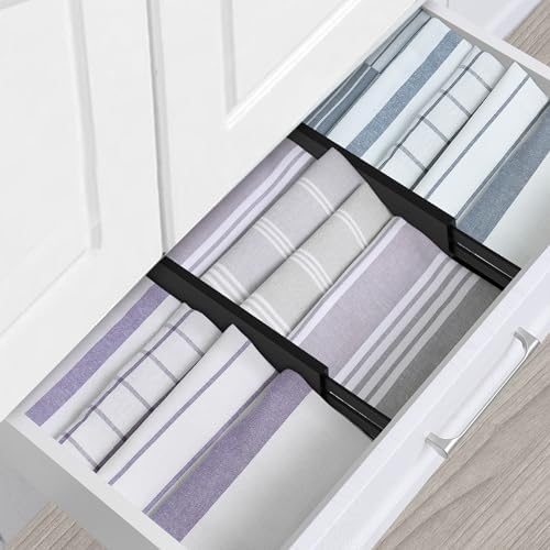 Utoplike Bamboo Kitchen Drawer Divider, Black Utensil Drawers Organizer