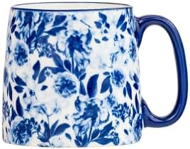 10 Strawberry Street Bella Flora Espresso Demitasse Stack, Set of 4 (Blue Peonies)