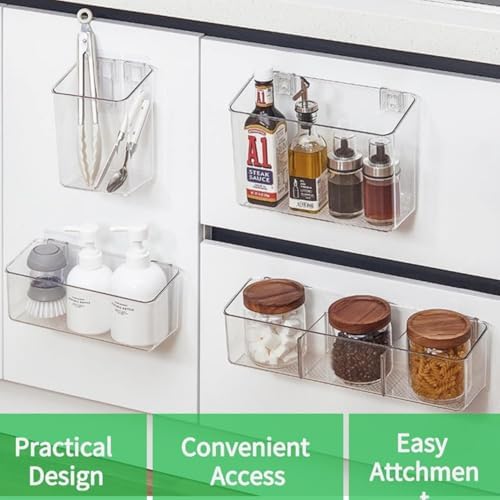 vacane Plastic Over Cabinet Door Organizer, Adhesive Mount Storage Organizer Container Hanging Basket Bins For Craft Room, Pantry, Office, Space Saving Holder for Kitchen Bags-XL 2pack