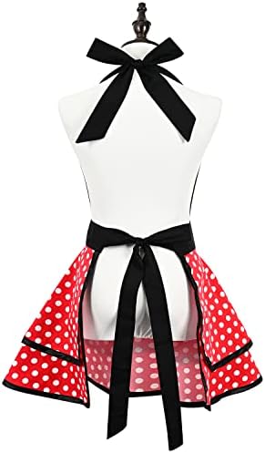 Violet Mist Cute Lovely Retro Aprons for Women Girls Ladies Sexy Vintage Aprons Christmas Apron Polk Dot Vintage 50s Apron kawaii Cooking Kitchen Ruffle Apron for Housewife Waitress Mother's Gift