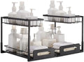 VEVOR Pull Out Cabinet Organizer, 2 Tier Under Sink Organizer and Storage(10.7"W x 14.2"D ), Slide Out Drawer Cabinet Organizer, Wire Basket Sliding Shelf for Kitchen Bathroom Cabinet, Black (2 Pack)