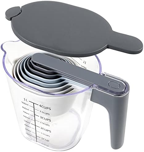 Stackable 10-Piece Measuring Cups and Spoons Set with Lids