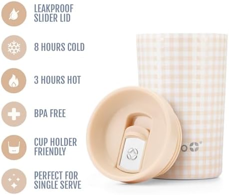Ello Jones 11oz Insulated Stainless Steel Leakproof Travel Mug, Beige