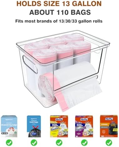 Trash Bag Holder, Acrylic Garbage Bag Dispenser with Bamboo Top