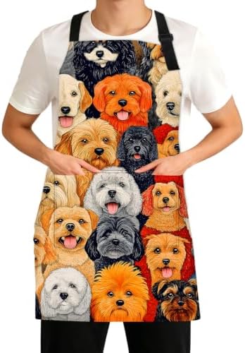 Adjustable Bib Apron with 2 Pockets for Cooking and Baking
