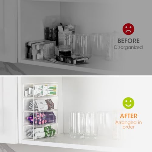 AIEVE Drink Packet Organizer, Drink Mix Holder with 4 Clear Drawers