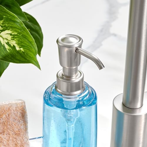 iDesign Plastic Kitchen Sink Caddy with Soap Dispenser, Clear/Brushed