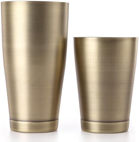 Barfly Cocktail Shaker Tin Set (18 oz and 28 oz), Antique Gold